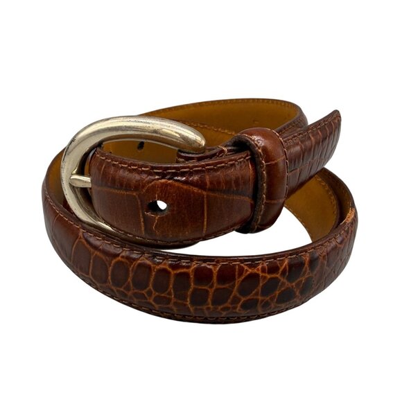Lauren Ralph Lauren Women\'s Belt Sz L Brown Italian Leather Alligator Embossed main image 8